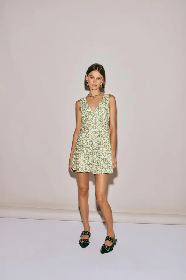 VRG GRL Mini Dresses Sun Seeker Bias Cut Linen Mini Dress Sage 8211 Women VRG GRL Mini Dresses Sun Seeker Bias Cut Linen Mini Dress Sage 8211 Women