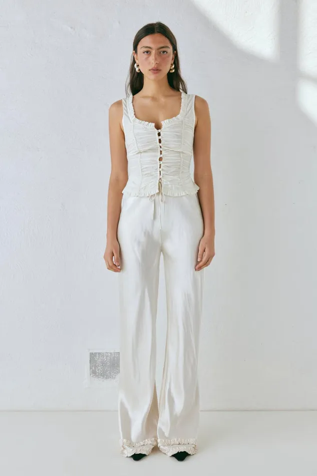 VRG GRL Pants Citara Satin Pants White 8211 Women