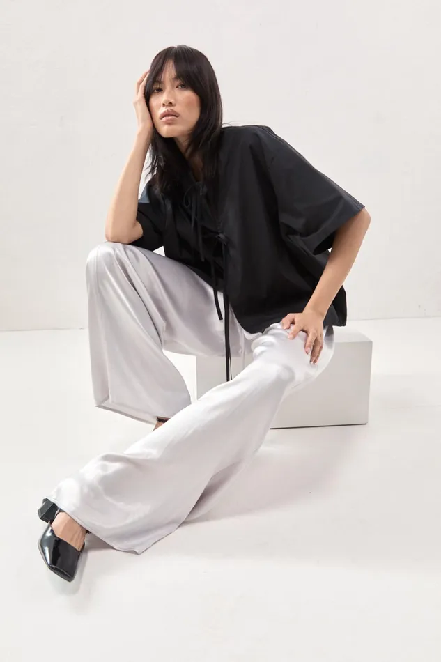 VRG GRL Pants Merci Satin Pants Silver 8211 Women VRG GRL Pants Merci Satin Pants Silver 8211 Women