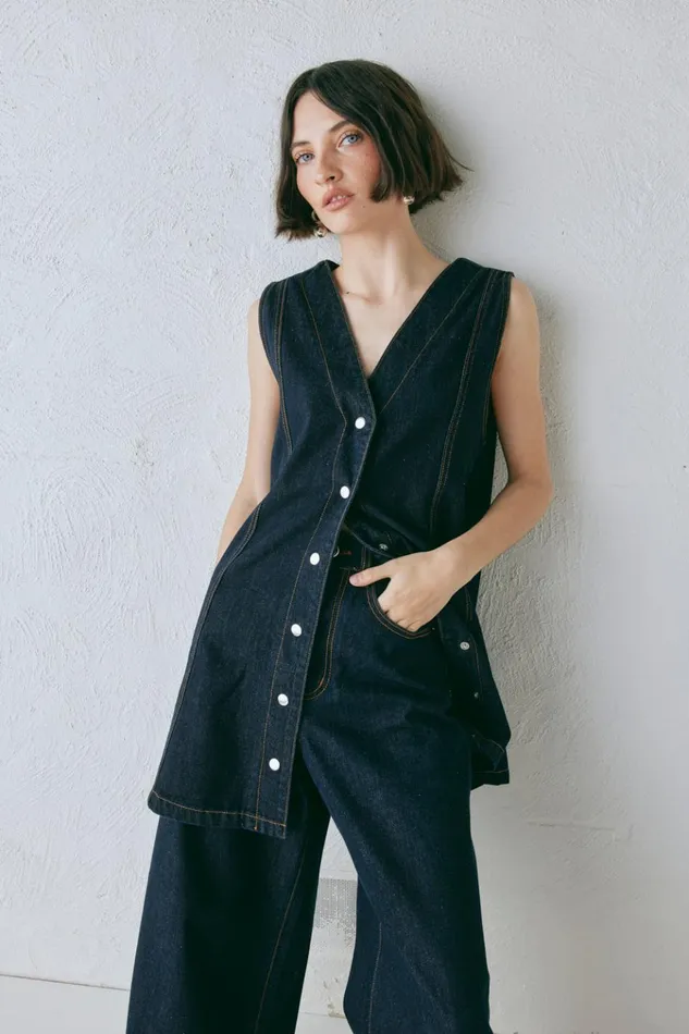 VRG GRL Sets Aston Denim Mini Dress Indigo 8211 Women VRG GRL Sets Aston Denim Mini Dress Indigo 8211 Women