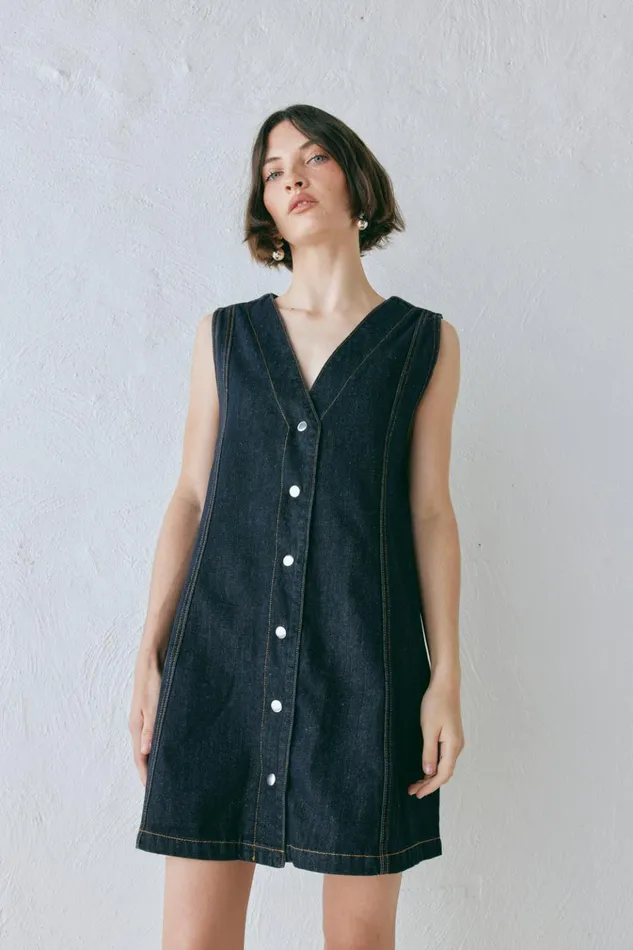 VRG GRL Sets Aston Denim Mini Dress Indigo 8211 Women VRG GRL Sets Aston Denim Mini Dress Indigo 8211 Women