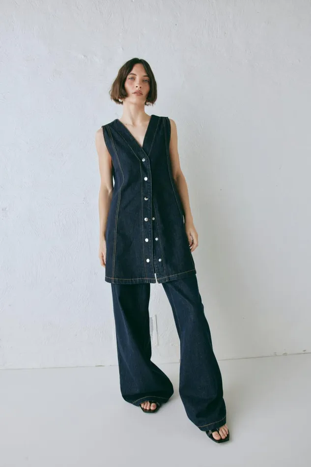 VRG GRL Sets Aston Denim Mini Dress Indigo 8211 Women VRG GRL Sets Aston Denim Mini Dress Indigo 8211 Women