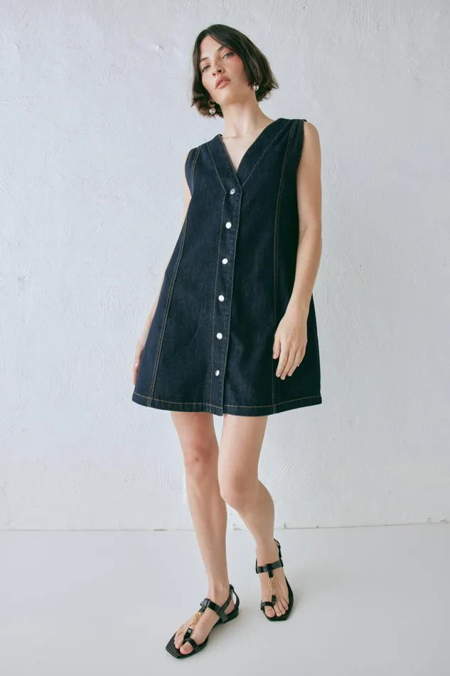 VRG GRL Sets Aston Denim Mini Dress Indigo 8211 Women VRG GRL Sets Aston Denim Mini Dress Indigo 8211 Women