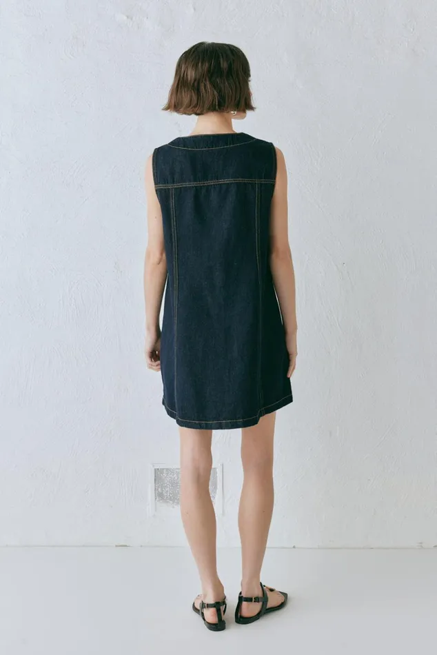 VRG GRL Sets Aston Denim Mini Dress Indigo 8211 Women VRG GRL Sets Aston Denim Mini Dress Indigo 8211 Women