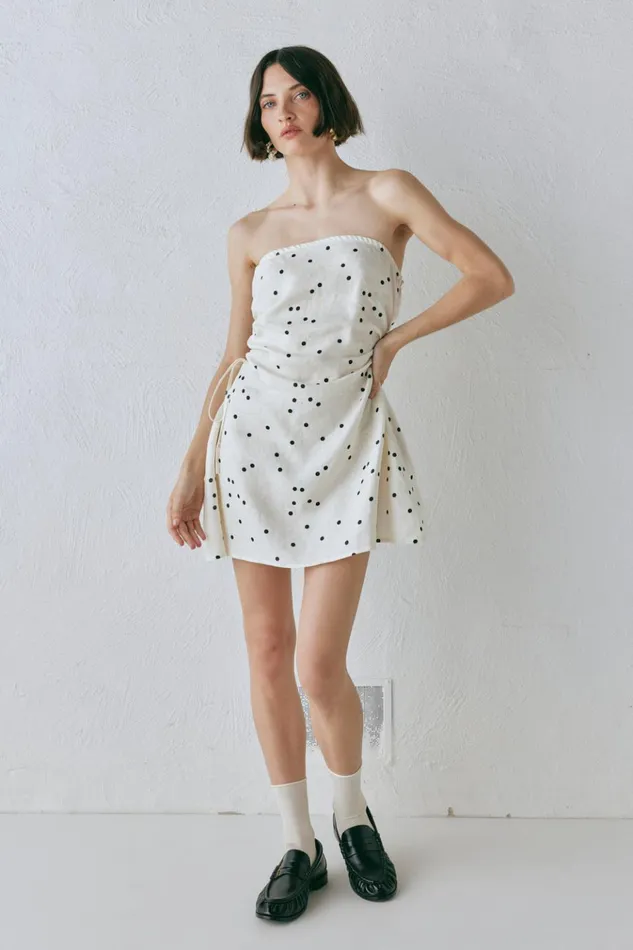 VRG GRL Sets Gaia Linen Mini Dress Dot 8211 Women