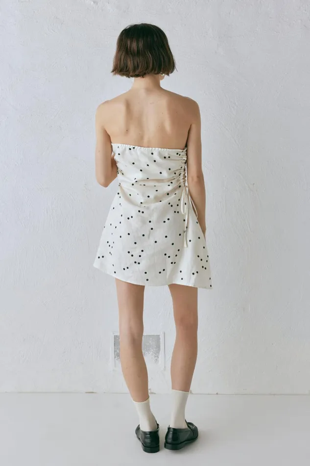 VRG GRL Sets Gaia Linen Mini Dress Dot 8211 Women VRG GRL Sets Gaia Linen Mini Dress Dot 8211 Women