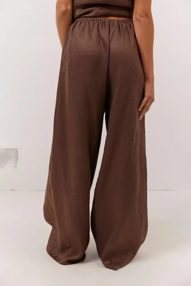 VRG GRL Sets Raya Linen Pants Chocolate 8211 Women VRG GRL Sets Raya Linen Pants Chocolate 8211 Women