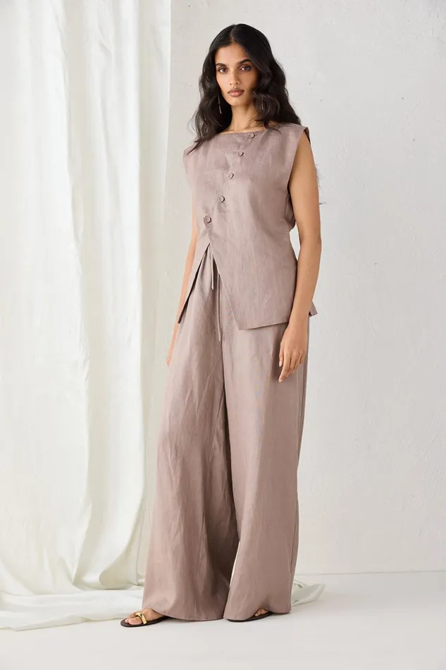 VRG GRL Sets Raya Linen Pants Mushroom 8211 Women VRG GRL Sets Raya Linen Pants Mushroom 8211 Women