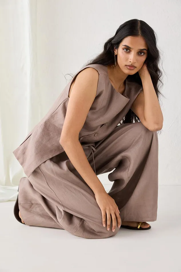 VRG GRL Sets Raya Linen Pants Mushroom 8211 Women VRG GRL Sets Raya Linen Pants Mushroom 8211 Women