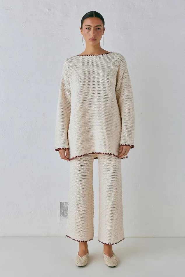 VRG GRL Sets Stella Knit Pants Cream 8211 Women VRG GRL Sets Stella Knit Pants Cream 8211 Women