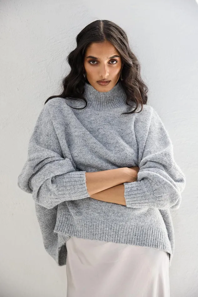 VRG GRL Sets Yumi Knit Jumper Grey Marle 8211 Women