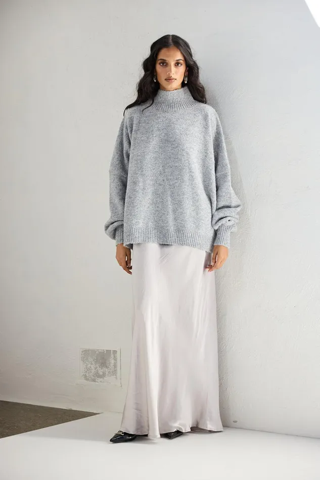 VRG GRL Sets Yumi Knit Jumper Grey Marle 8211 Women VRG GRL Sets Yumi Knit Jumper Grey Marle 8211 Women