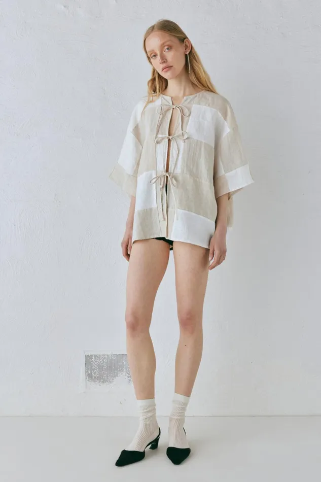 VRG GRL Short Sleeve Naomi Linen Smock Top Natural 8211 Women VRG GRL Short Sleeve Naomi Linen Smock Top Natural 8211 Women