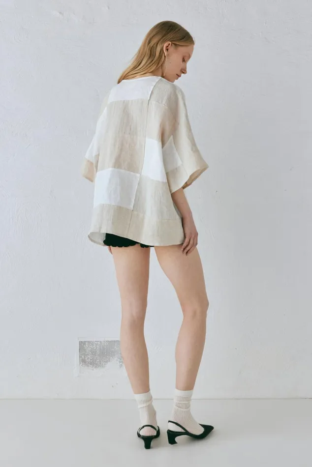 VRG GRL Short Sleeve Naomi Linen Smock Top Natural 8211 Women VRG GRL Short Sleeve Naomi Linen Smock Top Natural 8211 Women