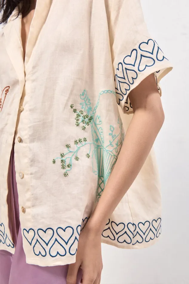 VRG GRL Short Sleeve Natalia Linen Shirt Cream 8211 Women VRG GRL Short Sleeve Natalia Linen Shirt Cream 8211 Women