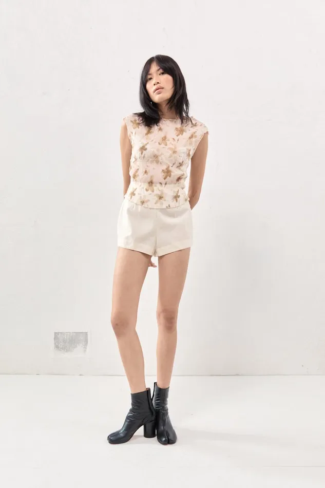 VRG GRL Short Sleeve Retrofuture Top Tan 8211 Women