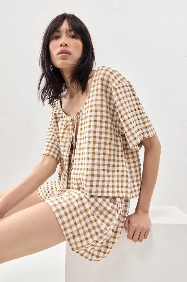 VRG GRL Short Sleeve The Sea and I Smock Top Honey 8211 Women