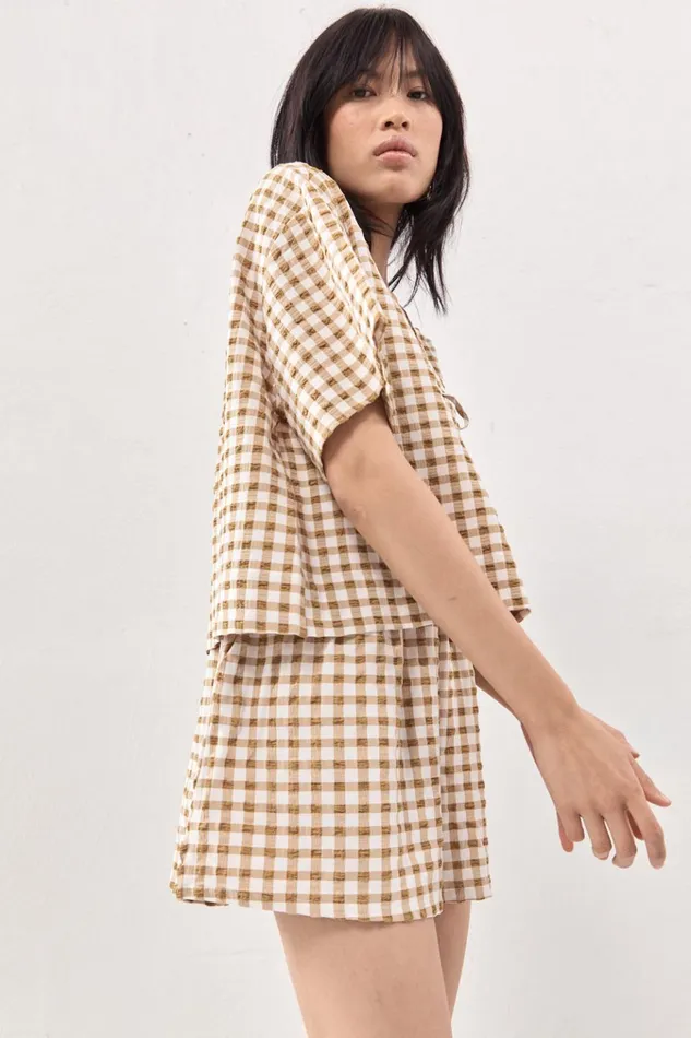 VRG GRL Short Sleeve The Sea and I Smock Top Honey 8211 Women VRG GRL Short Sleeve The Sea and I Smock Top Honey 8211 Women