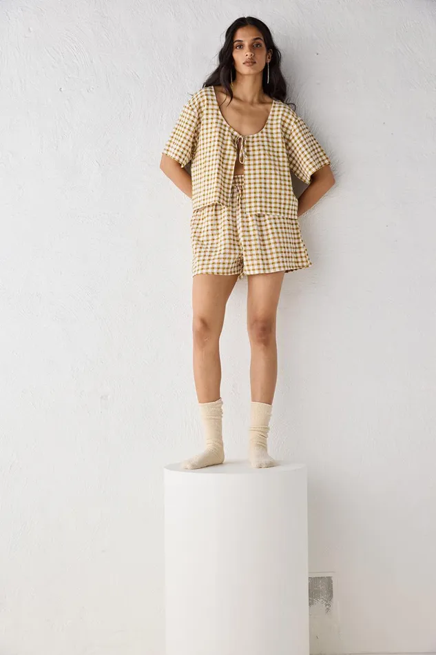 VRG GRL Short Sleeve The Sea and I Smock Top Honey 8211 Women VRG GRL Short Sleeve The Sea and I Smock Top Honey 8211 Women
