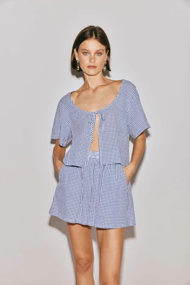 VRG GRL Short Sleeve The Sea and I Smock Top Navy 8211 Women VRG GRL Short Sleeve The Sea and I Smock Top Navy 8211 Women