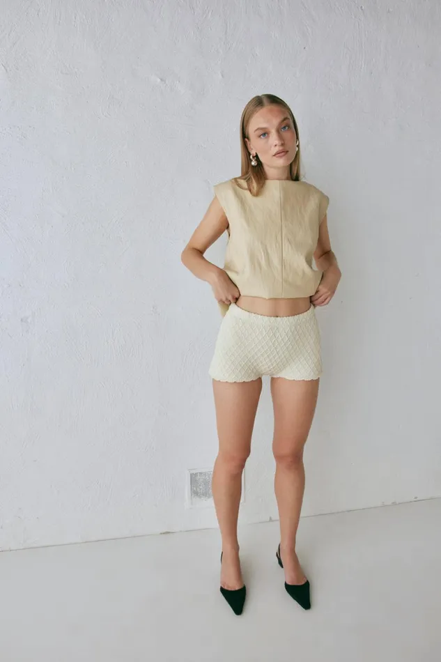 VRG GRL Shorts Inner Glow Knit Shorts Cream 8211 Women VRG GRL Shorts Inner Glow Knit Shorts Cream 8211 Women