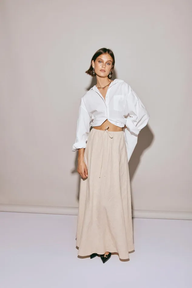 VRG GRL Skirts Elodie Linen Maxi Skirt Oatmeal 8211 Women