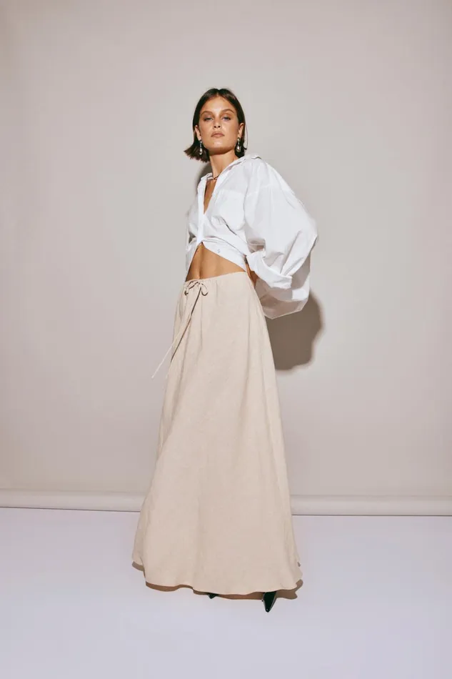 VRG GRL Skirts Elodie Linen Maxi Skirt Oatmeal 8211 Women VRG GRL Skirts Elodie Linen Maxi Skirt Oatmeal 8211 Women