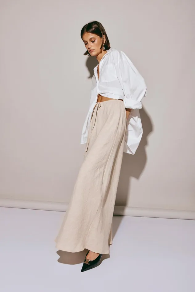 VRG GRL Skirts Elodie Linen Maxi Skirt Oatmeal 8211 Women VRG GRL Skirts Elodie Linen Maxi Skirt Oatmeal 8211 Women