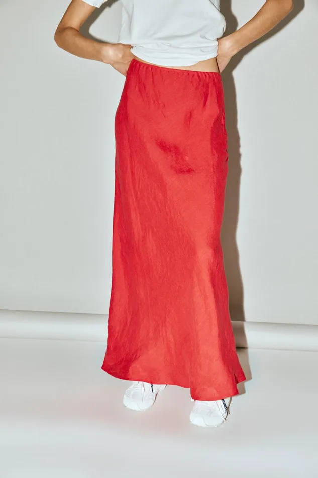 VRG GRL Skirts Ena Linen Bias Cut Maxi Skirt Chilli 8211 Women VRG GRL Skirts Ena Linen Bias Cut Maxi Skirt Chilli 8211 Women