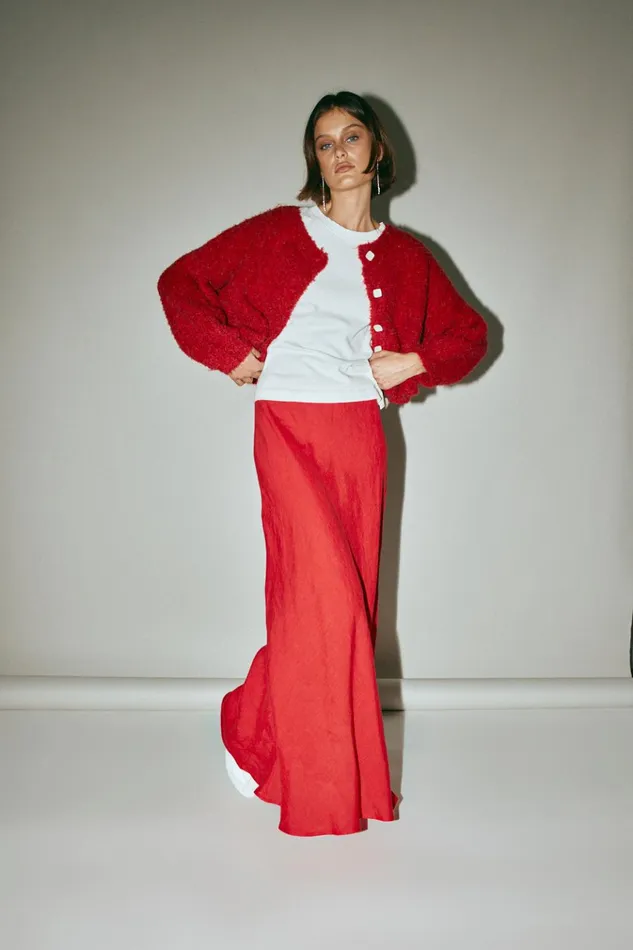 VRG GRL Skirts Ena Linen Bias Cut Maxi Skirt Chilli 8211 Women VRG GRL Skirts Ena Linen Bias Cut Maxi Skirt Chilli 8211 Women