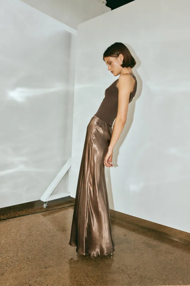 VRG GRL Skirts Florence Bias Cut Maxi Skirt Chocolate 8211 Women VRG GRL Skirts Florence Bias Cut Maxi Skirt Chocolate 8211 Women