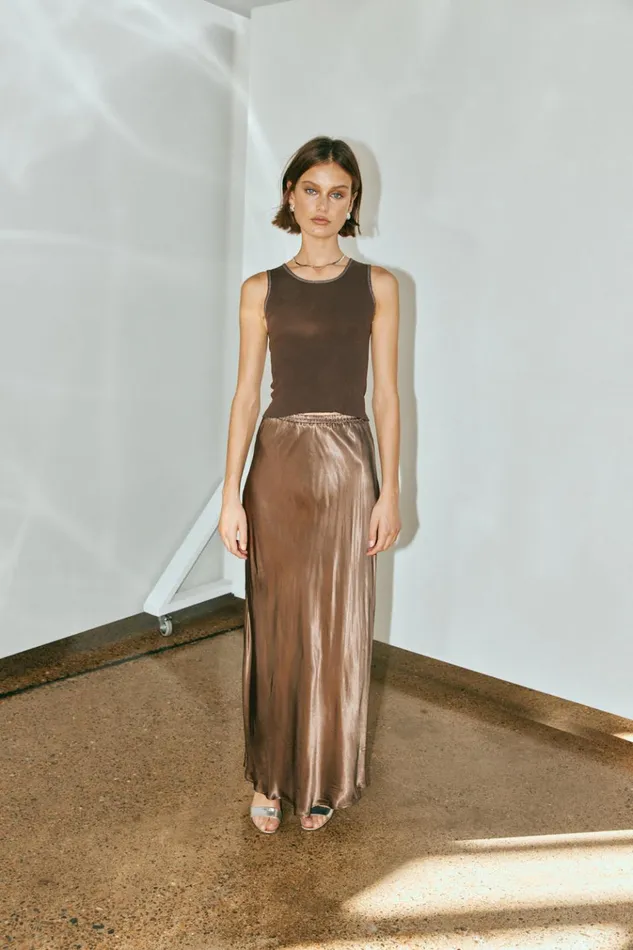VRG GRL Skirts Florence Bias Cut Maxi Skirt Chocolate 8211 Women VRG GRL Skirts Florence Bias Cut Maxi Skirt Chocolate 8211 Women