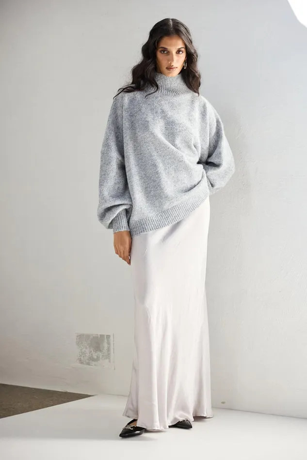 VRG GRL Skirts Florence Bias Cut Maxi Skirt Silver 8211 Women VRG GRL Skirts Florence Bias Cut Maxi Skirt Silver 8211 Women