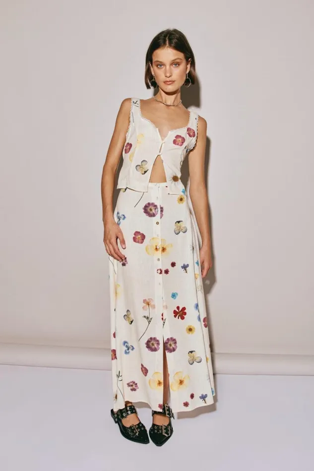 VRG GRL Skirts Love Language Midi Skirt Floral 8211 Women