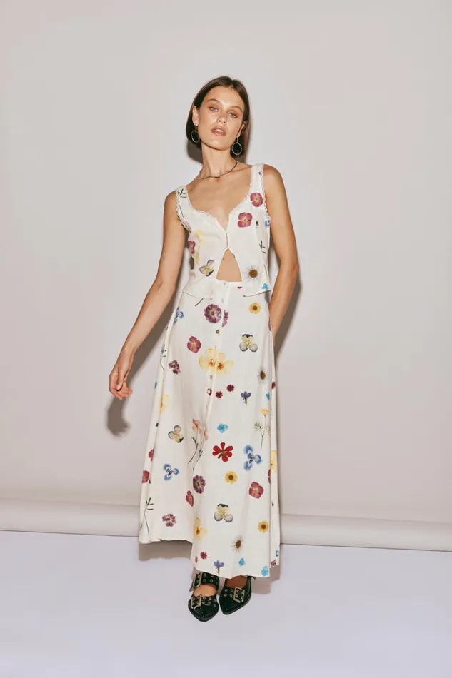 VRG GRL Skirts Love Language Midi Skirt Floral 8211 Women VRG GRL Skirts Love Language Midi Skirt Floral 8211 Women