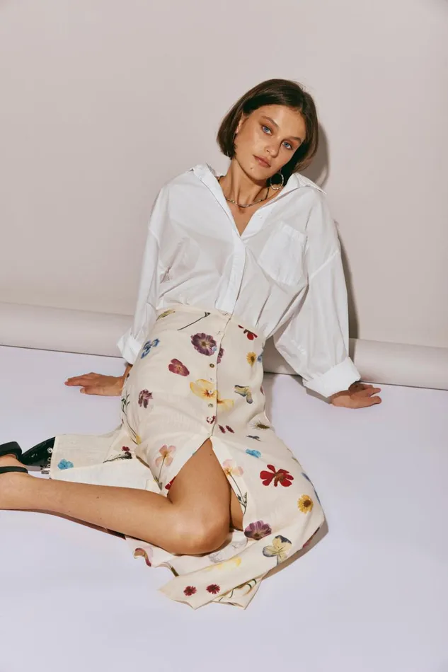 VRG GRL Skirts Love Language Midi Skirt Floral 8211 Women VRG GRL Skirts Love Language Midi Skirt Floral 8211 Women