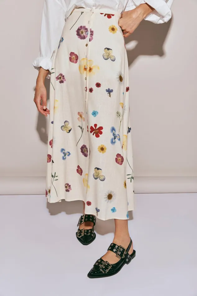 VRG GRL Skirts Love Language Midi Skirt Floral 8211 Women VRG GRL Skirts Love Language Midi Skirt Floral 8211 Women