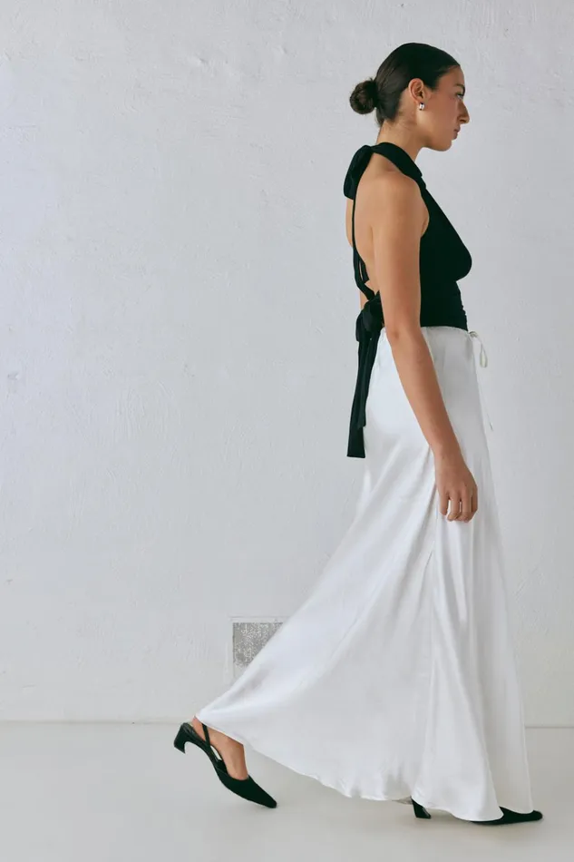 VRG GRL Skirts Lyla Satin Maxi Skirt White 8211 Women VRG GRL Skirts Lyla Satin Maxi Skirt White 8211 Women