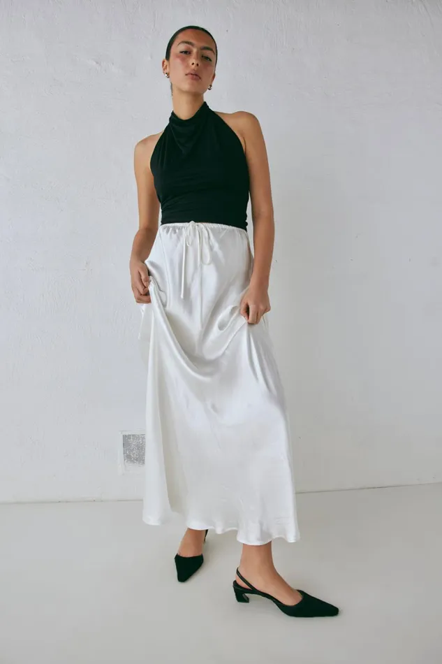 VRG GRL Skirts Lyla Satin Maxi Skirt White 8211 Women VRG GRL Skirts Lyla Satin Maxi Skirt White 8211 Women