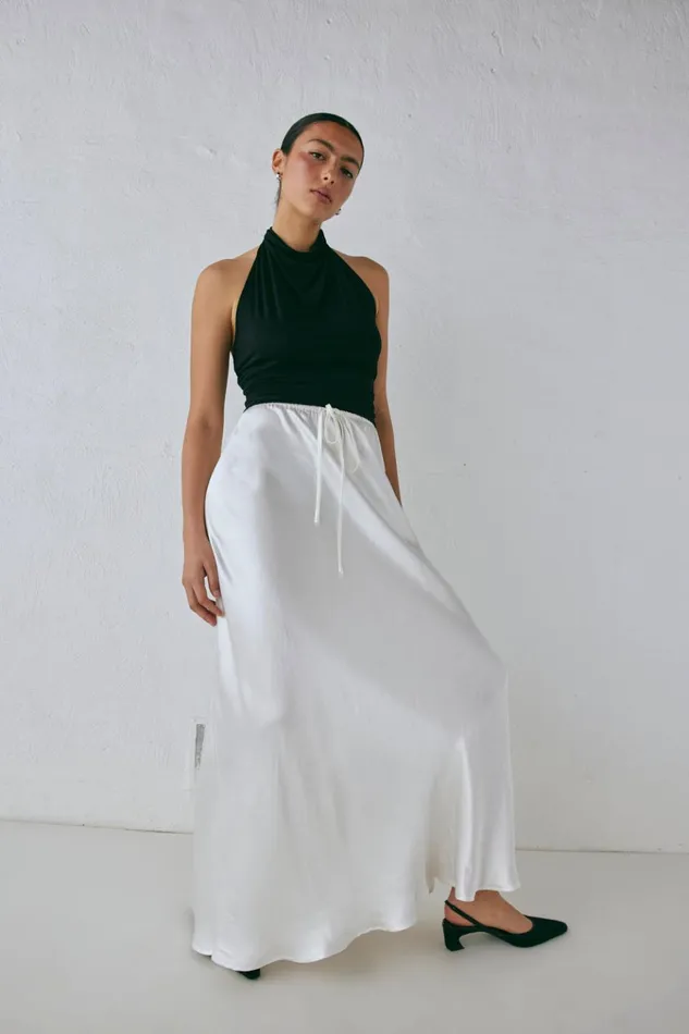 VRG GRL Skirts Lyla Satin Maxi Skirt White 8211 Women VRG GRL Skirts Lyla Satin Maxi Skirt White 8211 Women