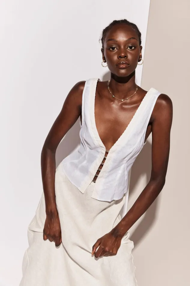 VRG GRL Sleeveless Allegra Linen Top White 8211 Women VRG GRL Sleeveless Allegra Linen Top White 8211 Women