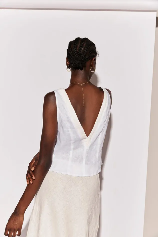 VRG GRL Sleeveless Allegra Linen Top White 8211 Women VRG GRL Sleeveless Allegra Linen Top White 8211 Women