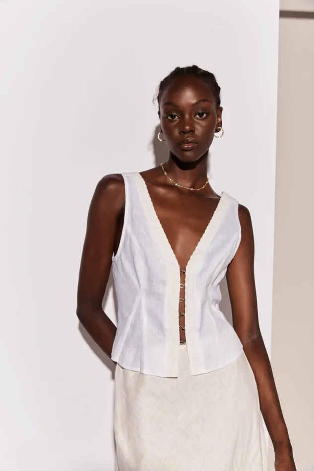 VRG GRL Sleeveless Allegra Linen Top White 8211 Women VRG GRL Sleeveless Allegra Linen Top White 8211 Women