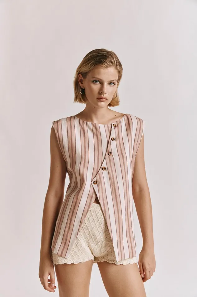 VRG GRL Sleeveless Aria Vest Pink Stripe 8211 Women