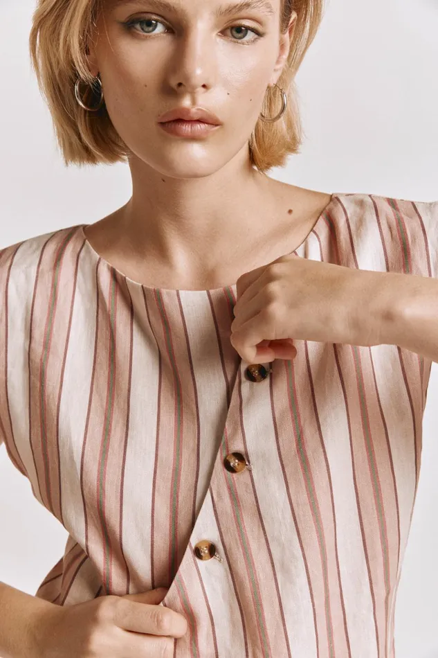 VRG GRL Sleeveless Aria Vest Pink Stripe 8211 Women VRG GRL Sleeveless Aria Vest Pink Stripe 8211 Women