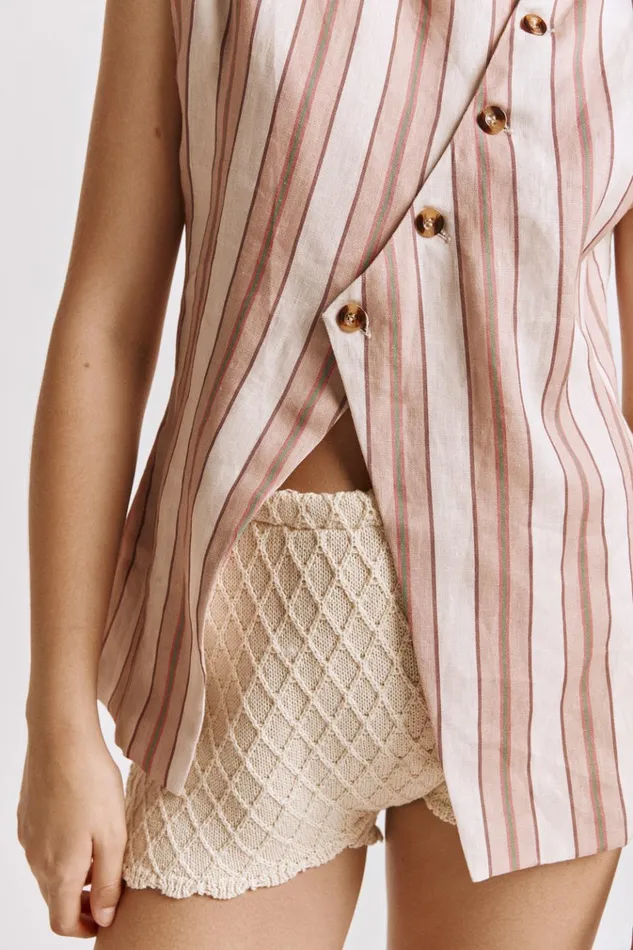 VRG GRL Sleeveless Aria Vest Pink Stripe 8211 Women VRG GRL Sleeveless Aria Vest Pink Stripe 8211 Women