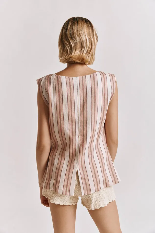 VRG GRL Sleeveless Aria Vest Pink Stripe 8211 Women VRG GRL Sleeveless Aria Vest Pink Stripe 8211 Women