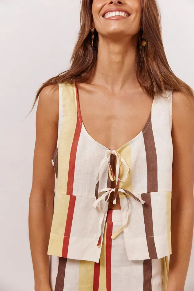 VRG GRL Sleeveless Nessa Linen Smock Top Ace 8211 Women VRG GRL Sleeveless Nessa Linen Smock Top Ace 8211 Women