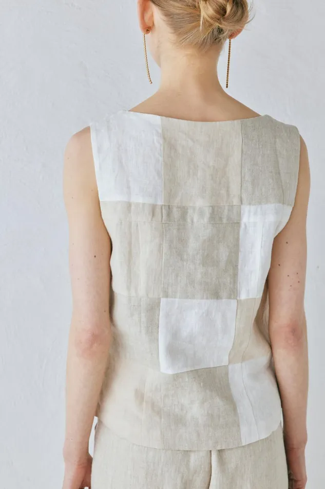 VRG GRL Sleeveless Rare Linen Vest Natural 8211 Women VRG GRL Sleeveless Rare Linen Vest Natural 8211 Women