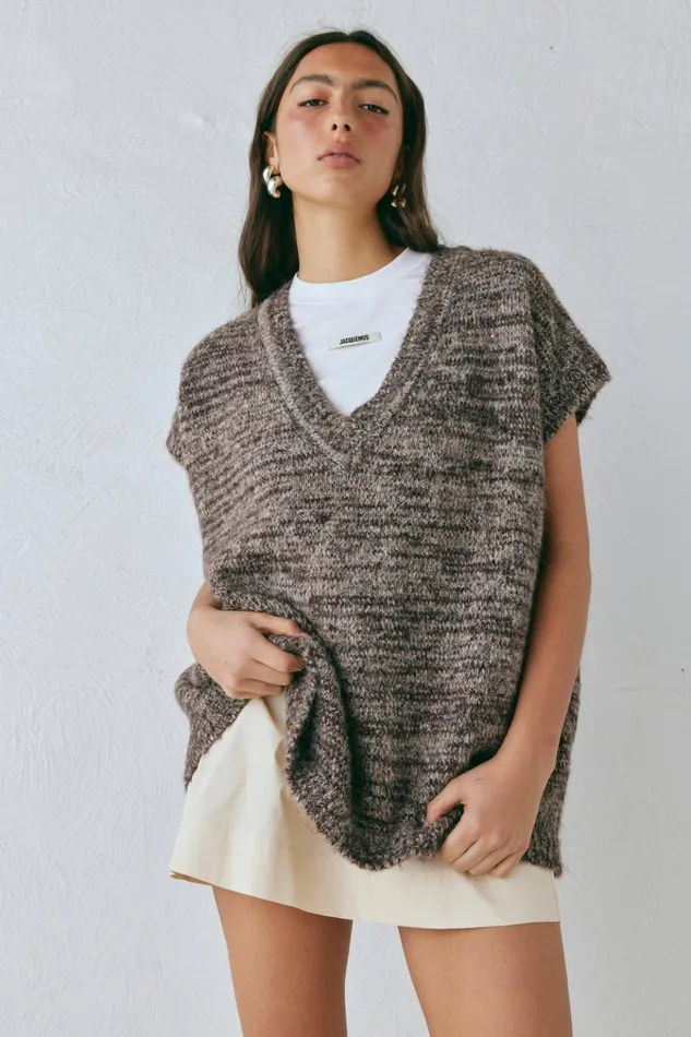 VRG GRL Vests Anita Knit Tunic Vest Marle 8211 Women VRG GRL Vests Anita Knit Tunic Vest Marle 8211 Women
